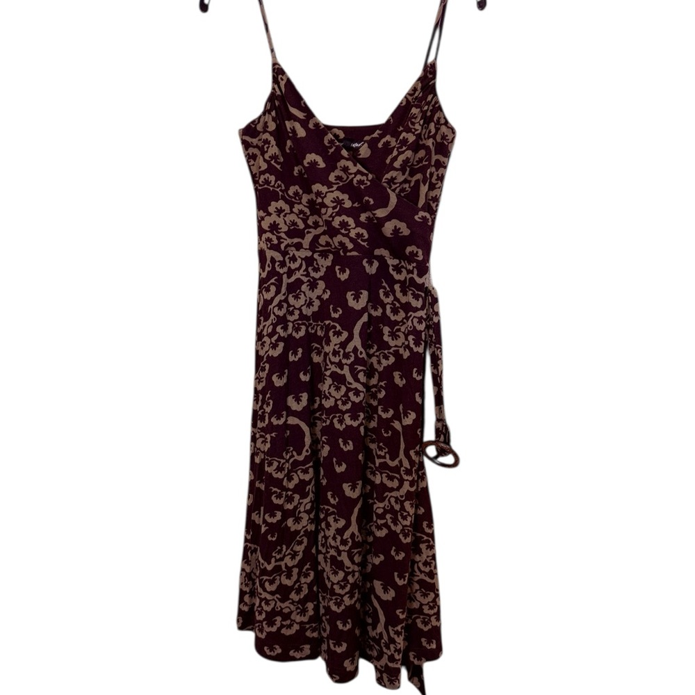 Betsey Johnson Vintage Purple and Tan Babydoll Y2K Belted Mini Dress sz P